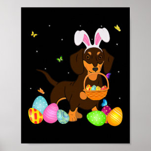 Dog mam Gift Cute Bunny Dachshund Eggs Paasdag Poster