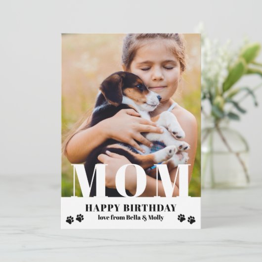 Dog mam Happy Birthday Modern Persoonlijke foto (Staand voorkant)