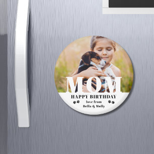 Dog mam Happy Birthday Modern Persoonlijke foto Magneet
