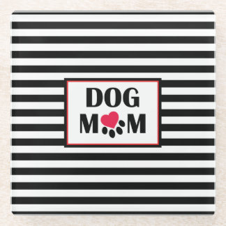 Dog mam Heart Paw Stripe Onderzetter Glazen Onderzetter