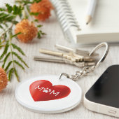 Dog Mam, kat mam met Paw op hart Sleutelhanger (Voorkant Rechts)