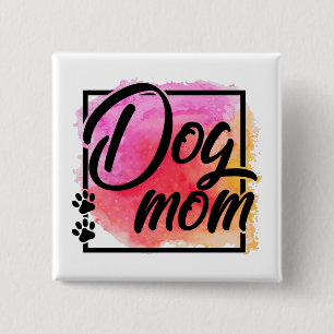 Dog mam kleurrijke schattige pootafdrukken vierkante button 5,1 cm