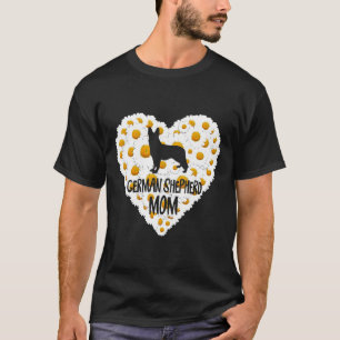 Dog mam on Love Heart White Daisy Flowers German S T-shirt
