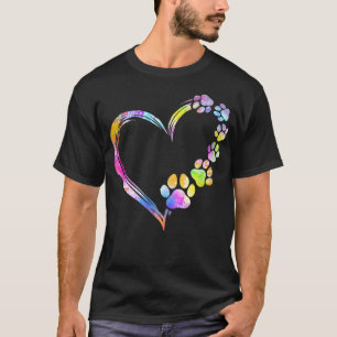 Dog mam Pap Puppy Love Dogs Paw Print Heart Stropd T-shirt