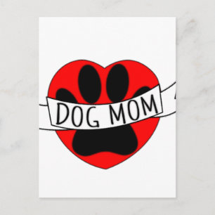 Dog mam Paw en Red Heart Tekening Briefkaart