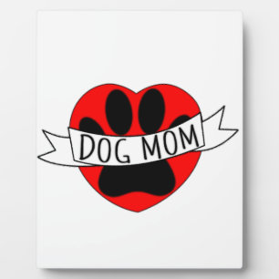 Dog mam Paw en Red Heart Tekening Fotoplaat