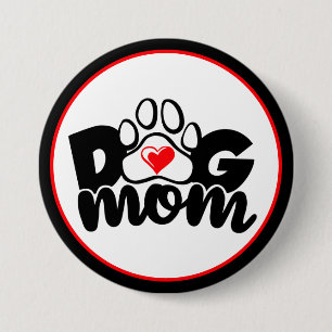 Dog mam Paw Heart Button