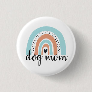 Dog mam Rainbow Blue Peach Ronde Button 3,2 Cm