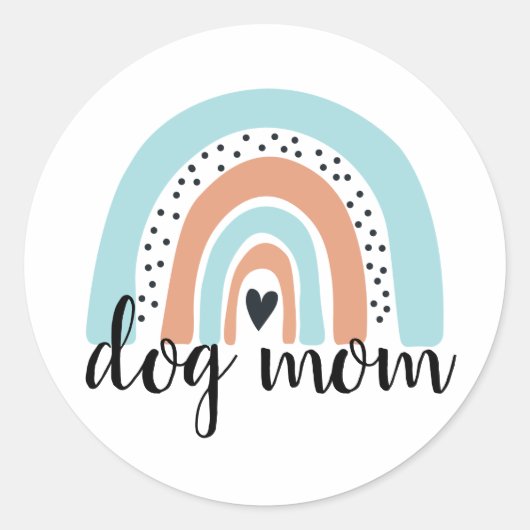 Dog mam Rainbow Blue Peach Ronde Sticker (Voorkant)