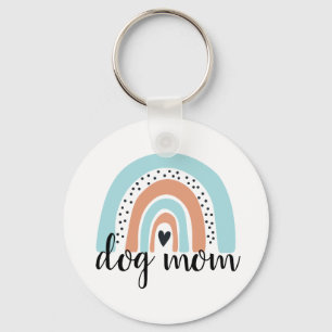 Dog mam Rainbow Blue Peach Sleutelhanger