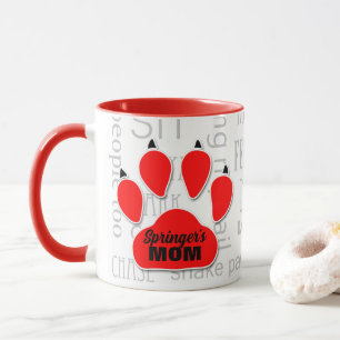 Dog Mam Red Paw Print met Dog's naam Mok