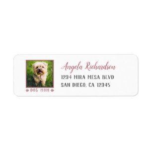 Dog mam Roze schilderen Drukt Pet Foto Return Addr Etiket