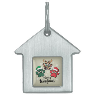 Dog Mama Christmas Merry Woofmas Hondenliefhebber Huisdieren Naamplaatje