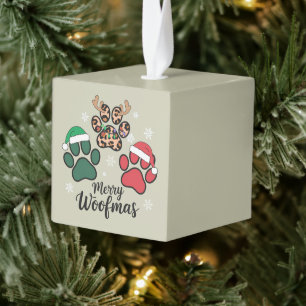 Dog Mama Christmas Merry Woofmas Hondenliefhebber  Kubus Ornament
