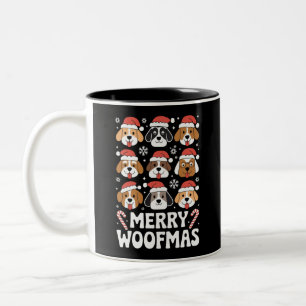 Dog Mama Christmas Merry Woofmas Hondenliefhebber Tweekleurige Koffiemok