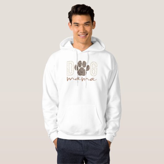 Dog Mama Leopard Paw Print – Schattigee Pet Lover Hoodie (Voorkant volledig)