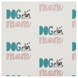 Dog mama met een schattige slapende hond stof