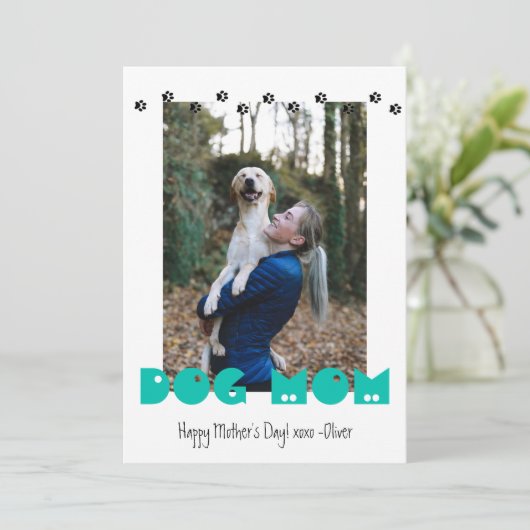 Dog mama | Pawprinters | Aangepaste foto-Moederdag Feestdagenkaart (Staand voorkant)