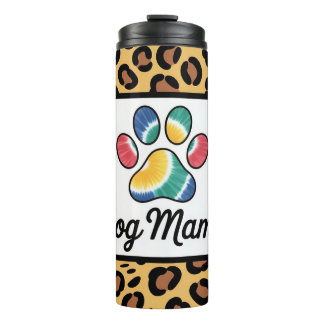 Dog Mama Tie-Dye Paw Print Leopard Pattern Design Thermosbeker