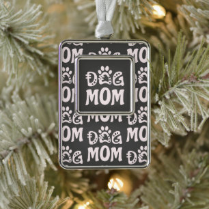 Dog mama verzilverd kader ornament
