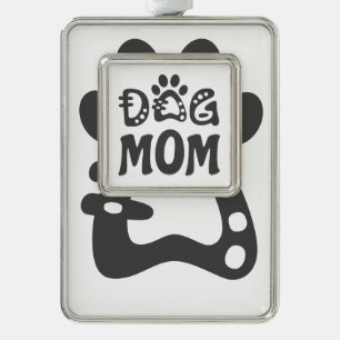 Dog mama verzilverd kader ornament