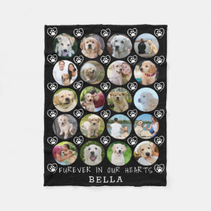 Dog Memorial 20 Foto Collage Paw Prints Harten Fleece Deken