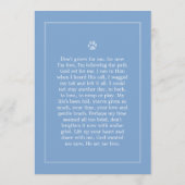 Dog Memorial 5x7 Light Blue Don't Grieve Poem Programma (Achterkant)