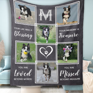 Dog Memorial Gift- Pet Loss Monogram Dog Keepslag Fleece Deken