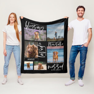 Dog Memorial Gift- Pet Loss Name 6 Foto Keepslag Fleece Deken