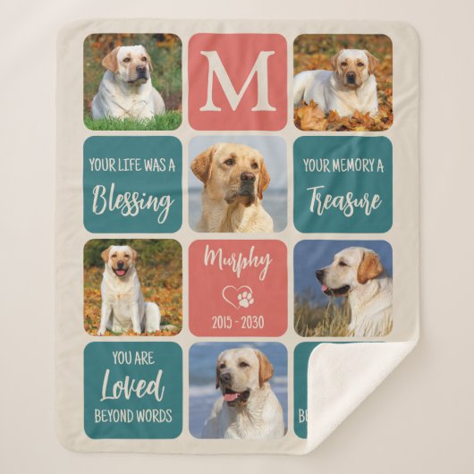 Dog Memorial Gift Pet Loss Retro Colors 6 Foto Sherpa Deken (Voorkant)