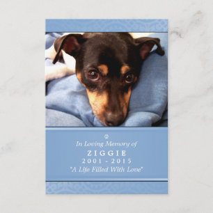 Dog Memorial Kaart 3.5 x 5 Blue niet rouwen