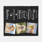 Dog Memorial Personalized Pet Loss Gift 3 Foto Fleece Deken (Voorkant (Horizontaal))
