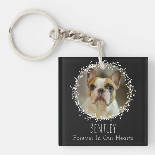 Dog Memorial Pet Loss Keepomwille Two Photo Wreate Sleutelhanger (Voorkant)