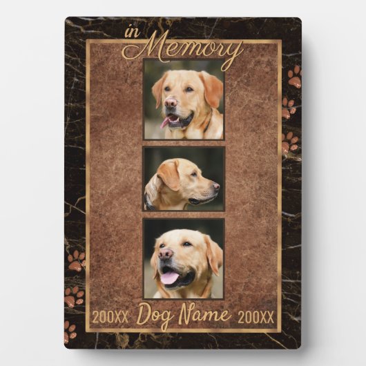Dog Memory Marble Rustic Gold Keepomwille Fotoplaat (voorkant)