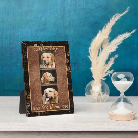 Dog Memory Marble Rustic Gold Keepomwille Fotoplaat (Zijkant)