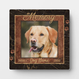Dog Memory Marble Rustic Gold Square Keepslag Fotoplaat