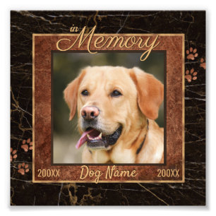 Dog Memory Marble Rustic Square Keepslag Foto Afdruk