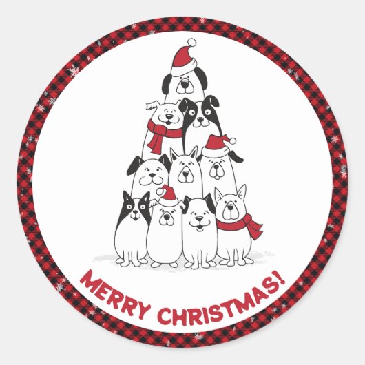 Dog Merry Kerstmis Ronde Sticker (Voorkant)