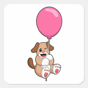 Dog met ballon vierkante sticker