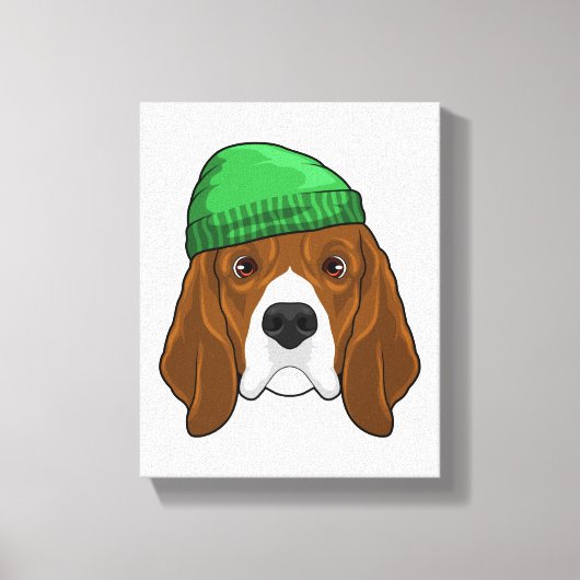 Dog met Beanie Canvas Afdruk (Voorkant)