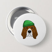 Dog met Beanie Ronde Button 7,6 Cm (Voorkant /achterkant)