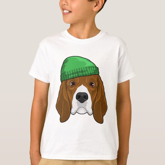 Dog met Beanie T-shirt (Voorkant)