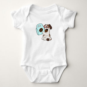 Dog met beker koffie romper