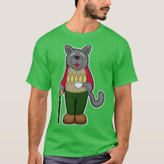 Dog met beker koffie t-shirt