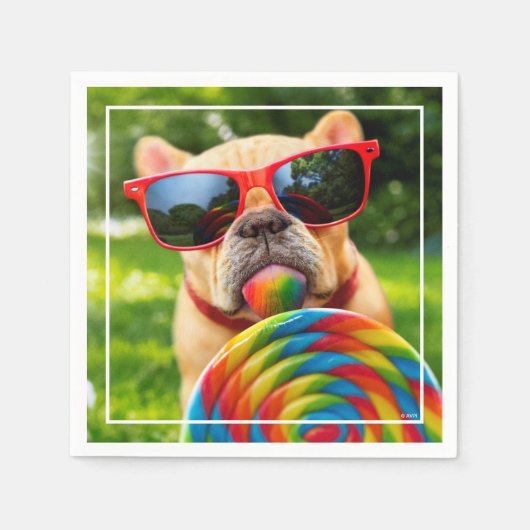 Dog met Big Lollipop Servet (Voorkant)