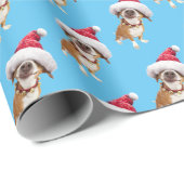 Dog met Big Santa Hat Cadeaupapier (Rol Hoek)