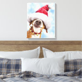 Dog met Big Santa Hat Canvas Afdruk (Insitu (Slaapkamer))