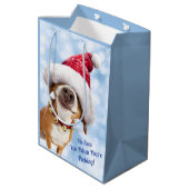 Dog met Big Santa Hat Medium Cadeauzakje (Achterkant Gekanteld)