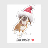 Dog met Big Santa Hat Sticker (Vel)