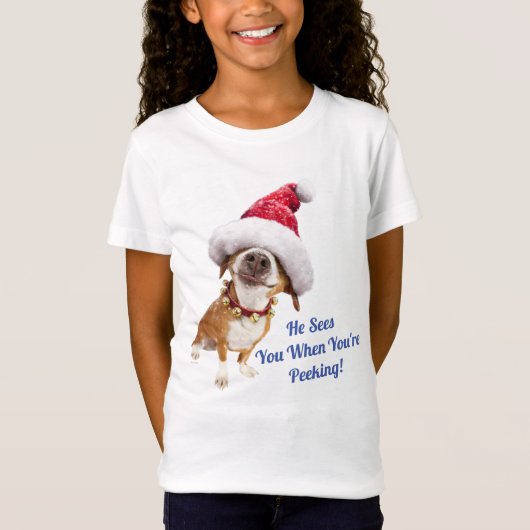 Dog met Big Santa Hat T-shirt (Voorkant)